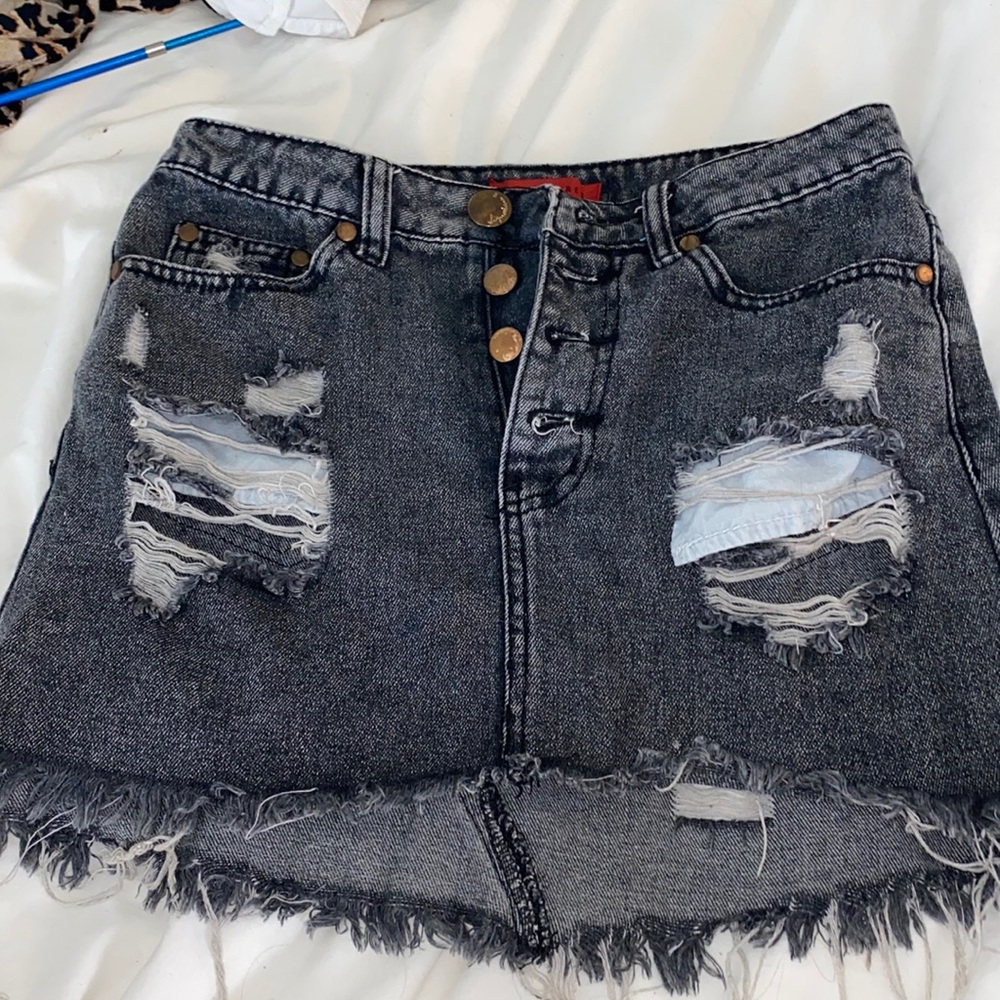 Boutique black jean skirt